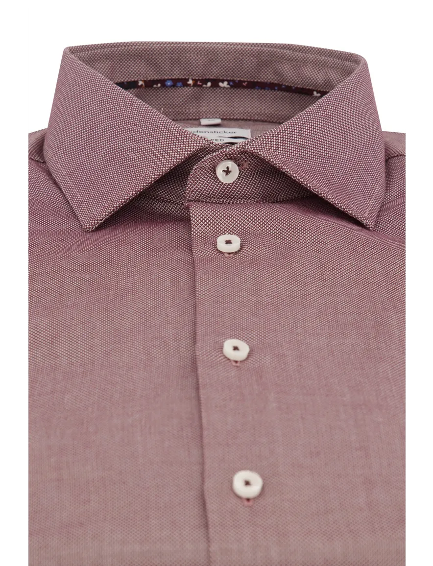 Seidensticker overhemd Shaped bordeaux geprint wide spread boord