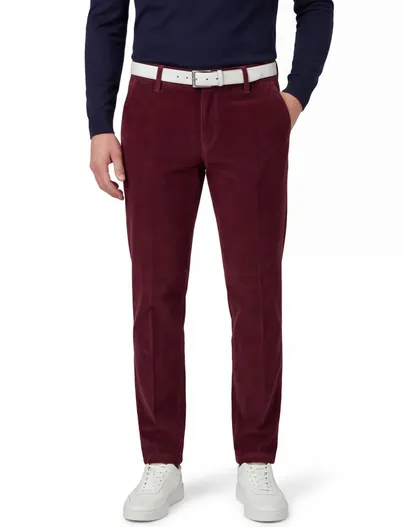 M.E.N.S. M.E.N.S. katoenen broek bordeaux effen katoen Madison