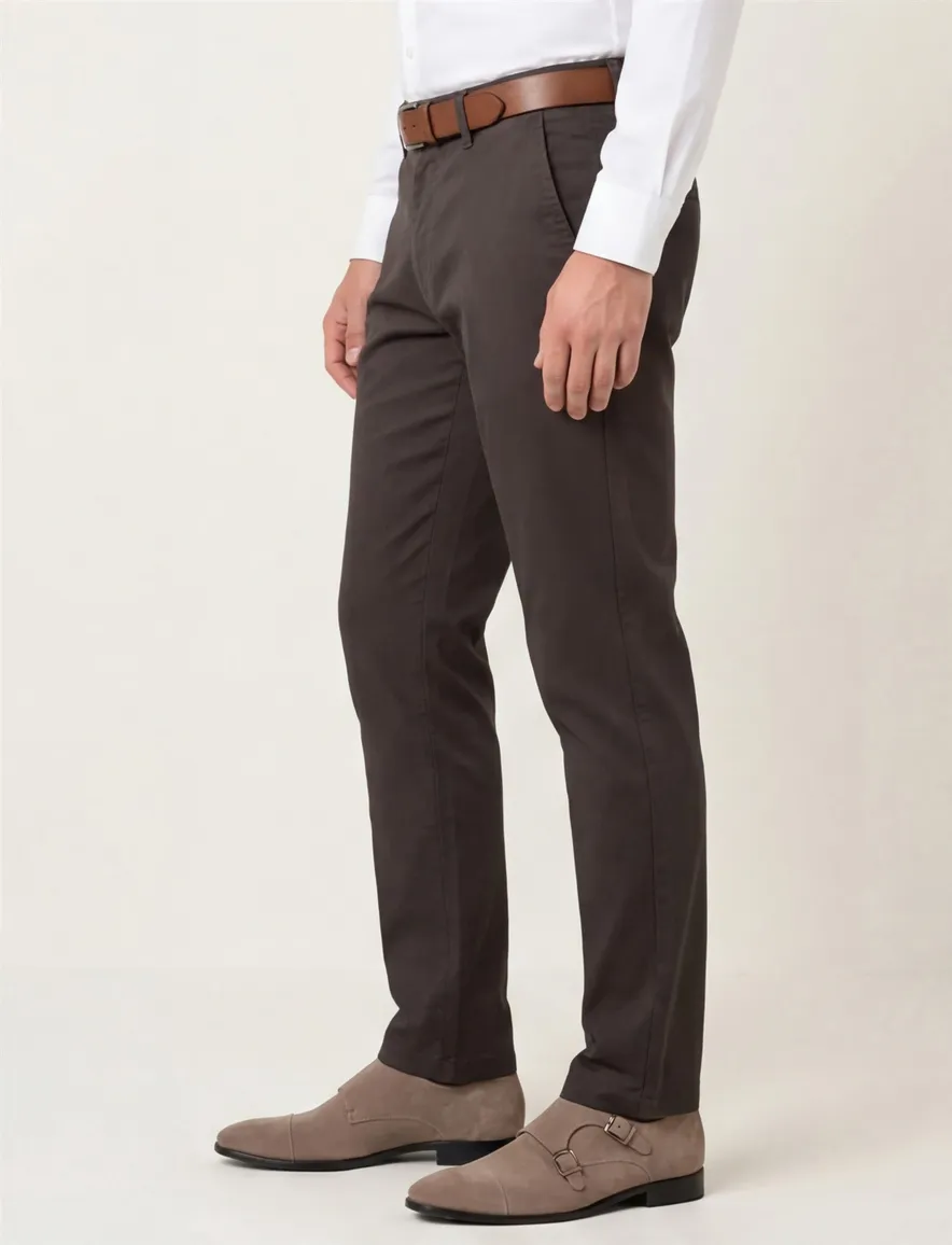 M.E.N.S. katoenen broek Madison bruin effen katoen