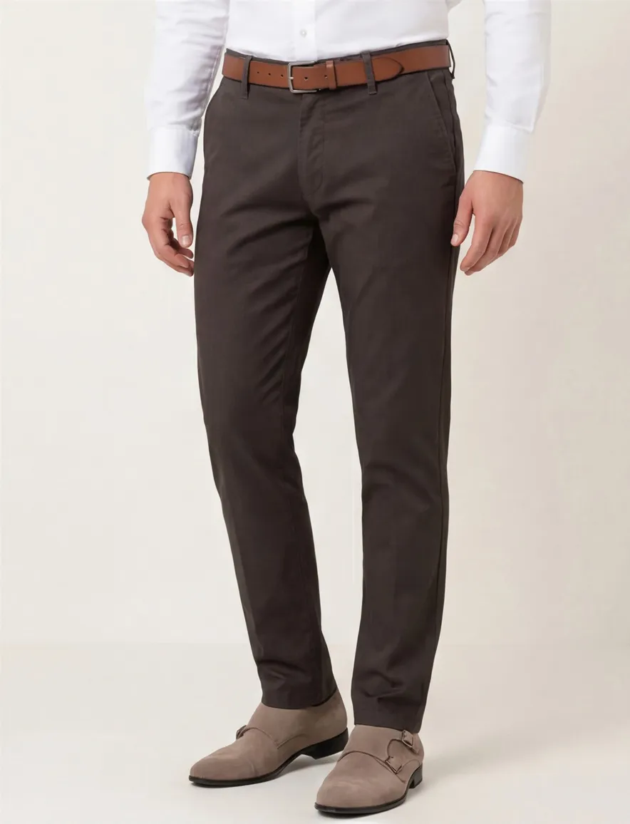 M.E.N.S. katoenen broek Madison bruin effen katoen