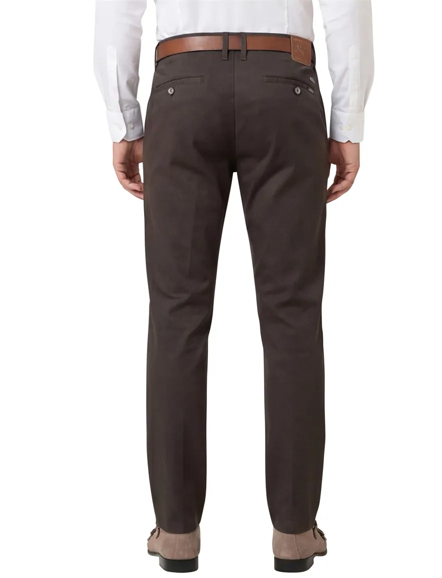 M.E.N.S. katoenen broek Madison bruin effen katoen