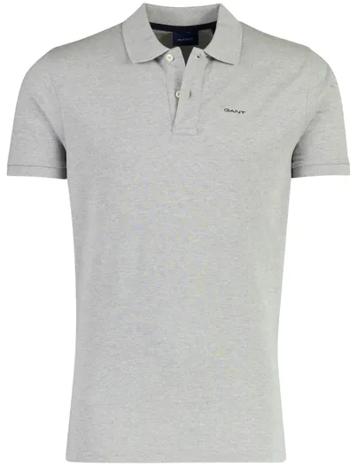 Gant Gant poloshirt v-hals pique grijs