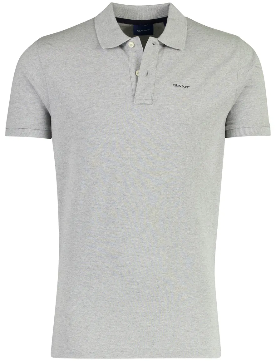 Gant poloshirt v-hals pique grijs