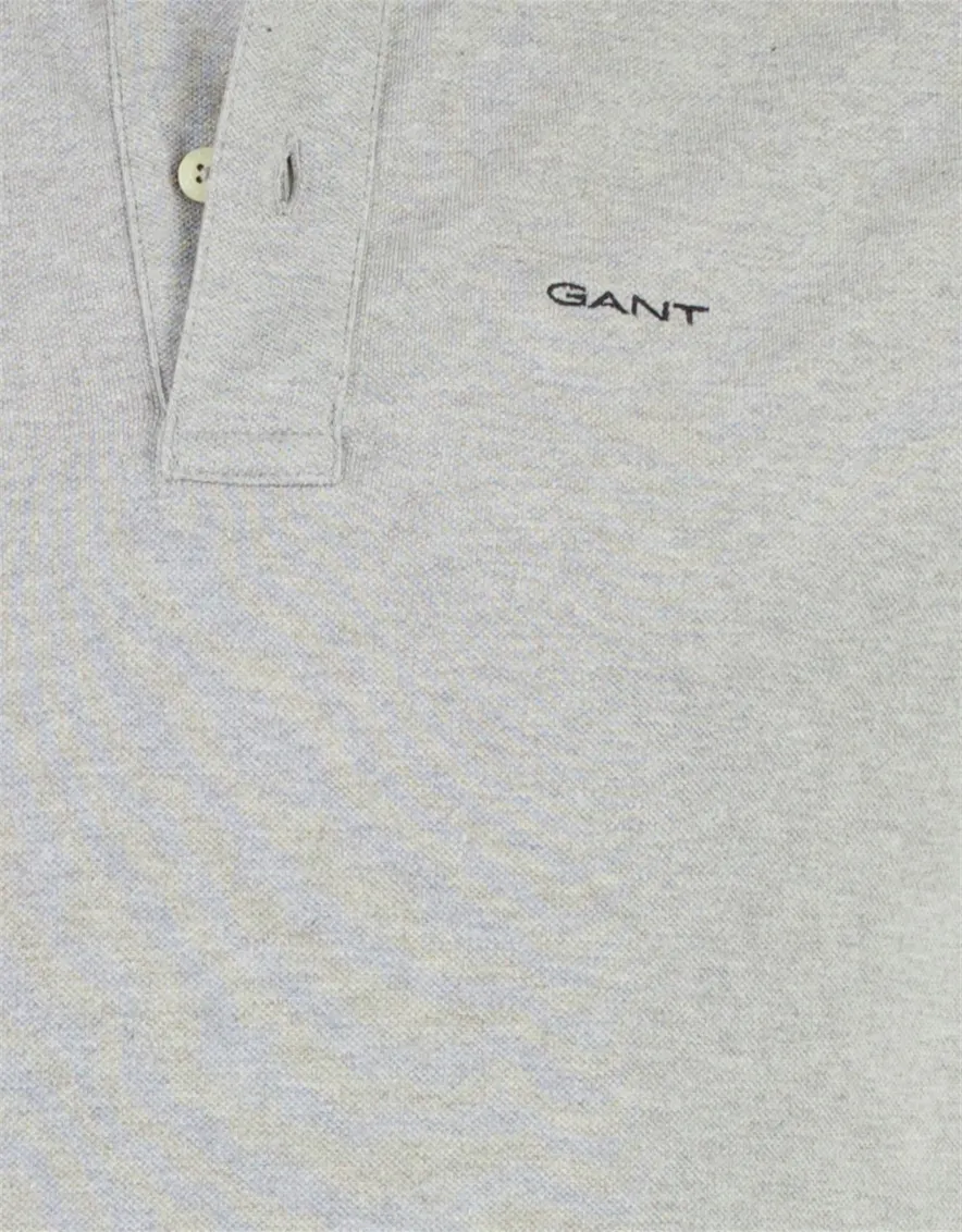 Gant poloshirt v-hals pique grijs