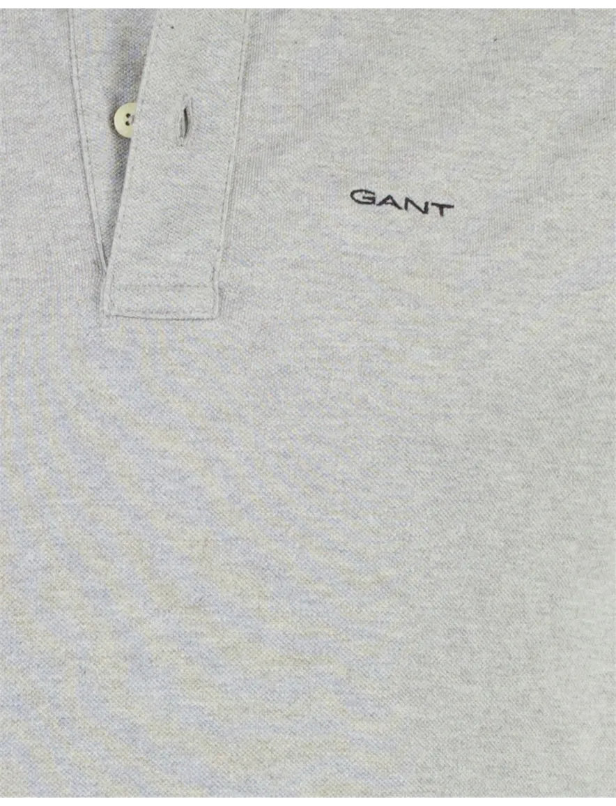 Gant poloshirt v-hals pique grijs