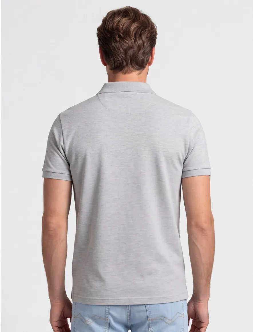 Gant poloshirt v-hals pique grijs