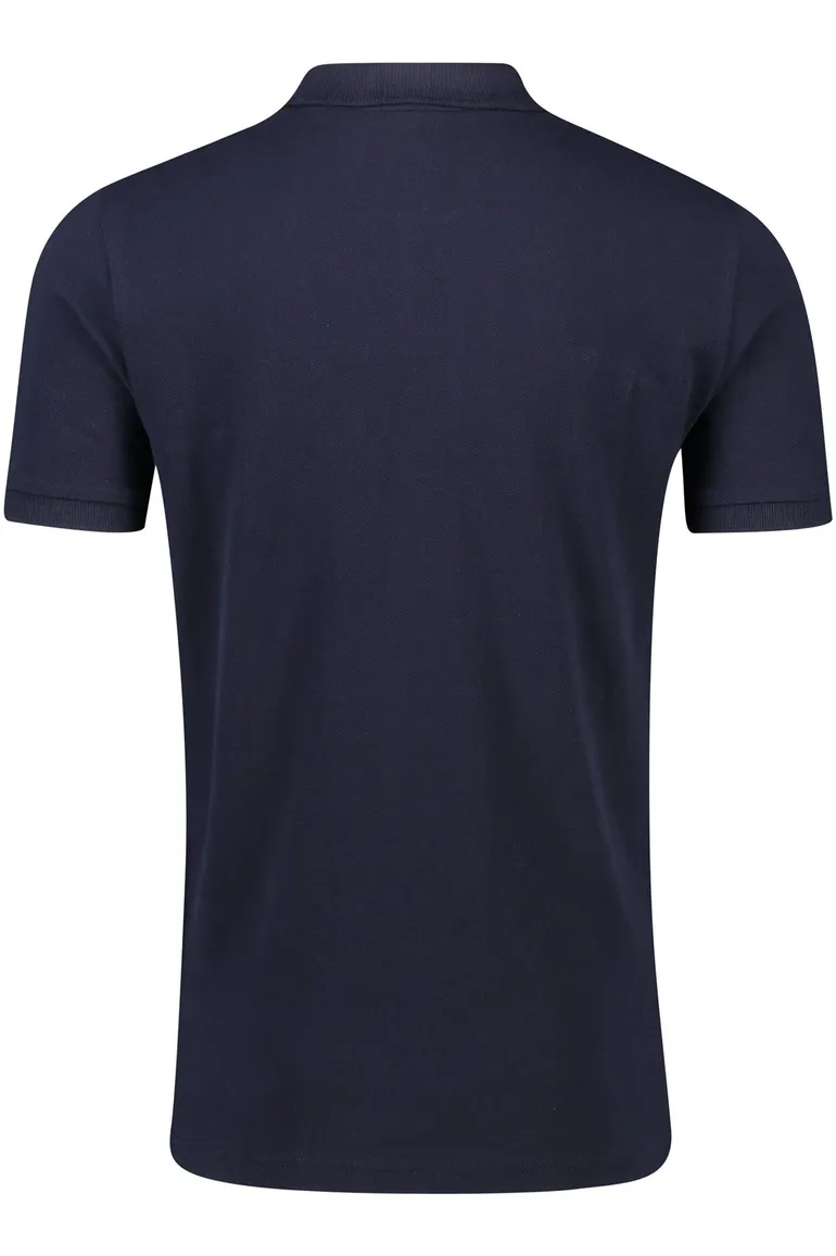 polo Gant donkerblauw effen katoen wijde fit
