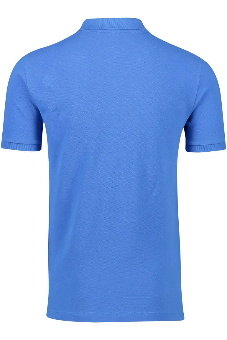 polo Gant blauw effen katoen wijde fit