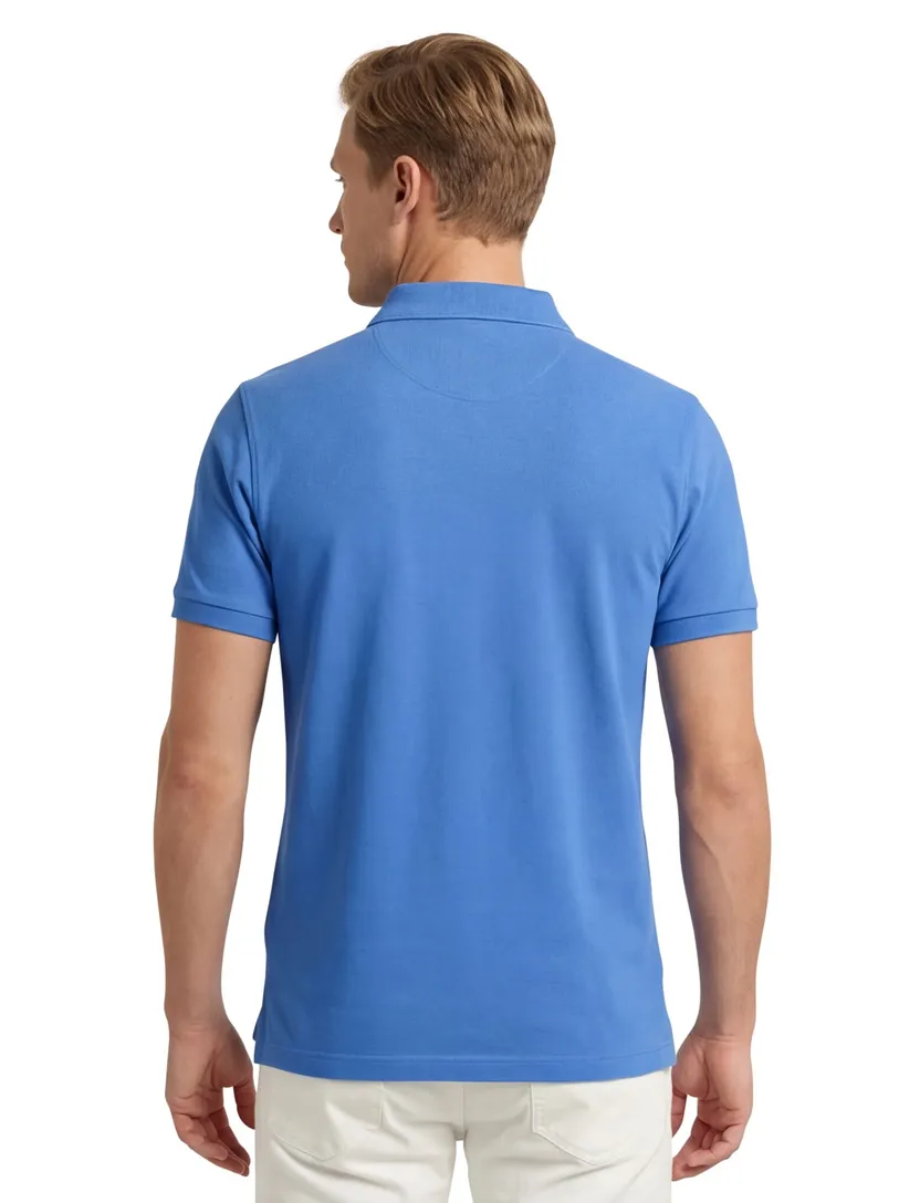 Gant polo blauw uni katoen wijde fit