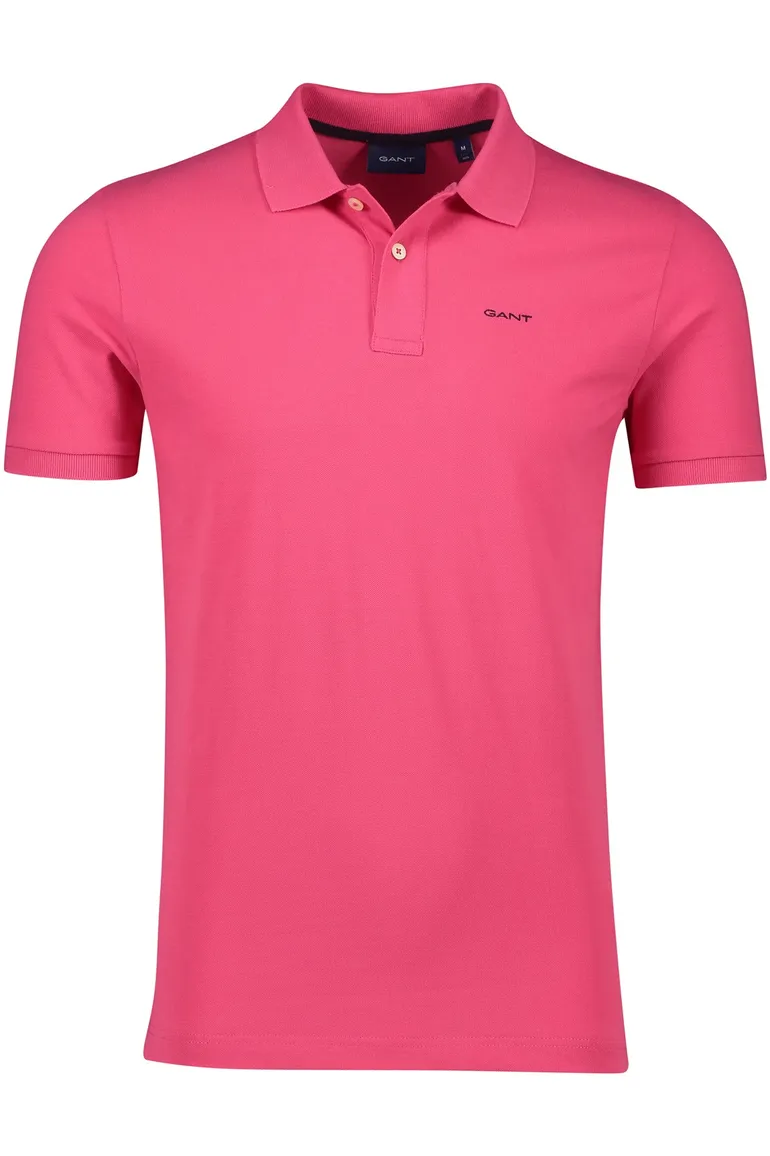 Gant polo wijde fit roze effen 100% katoen