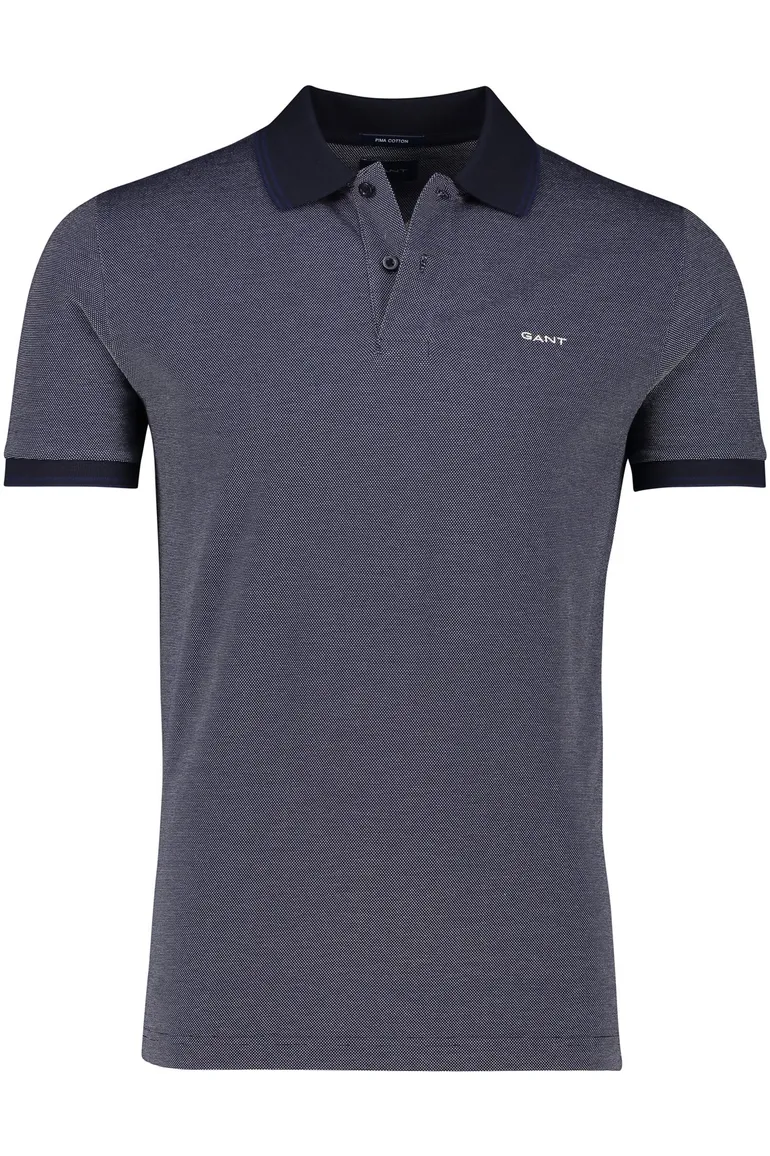 polo Gant donkerblauw effen katoen normale fit