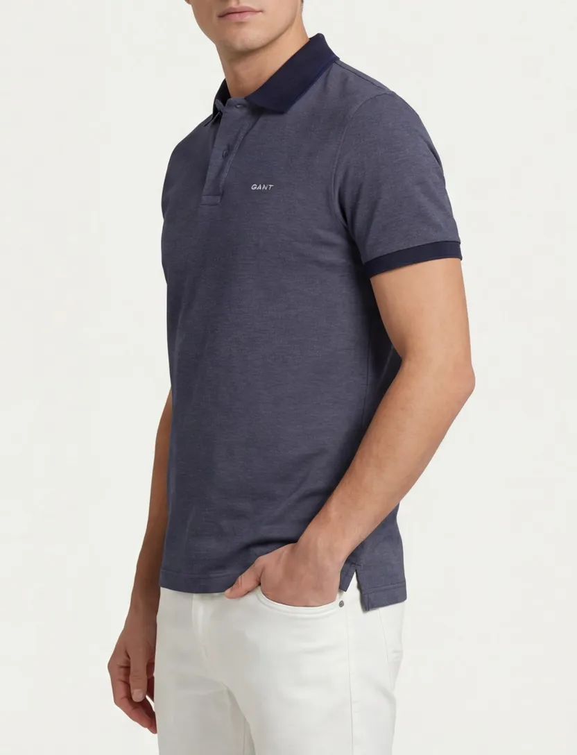 Gant polo navy 2-knoops katoen normale fit
