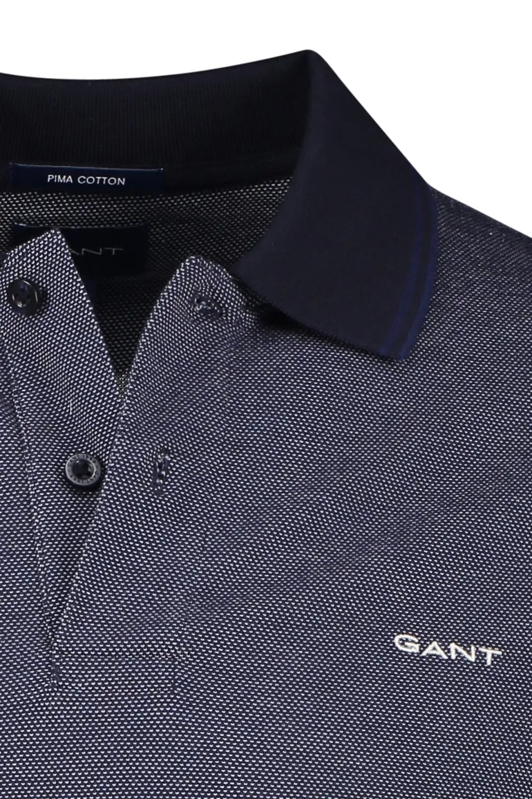 polo Gant donkerblauw effen katoen normale fit