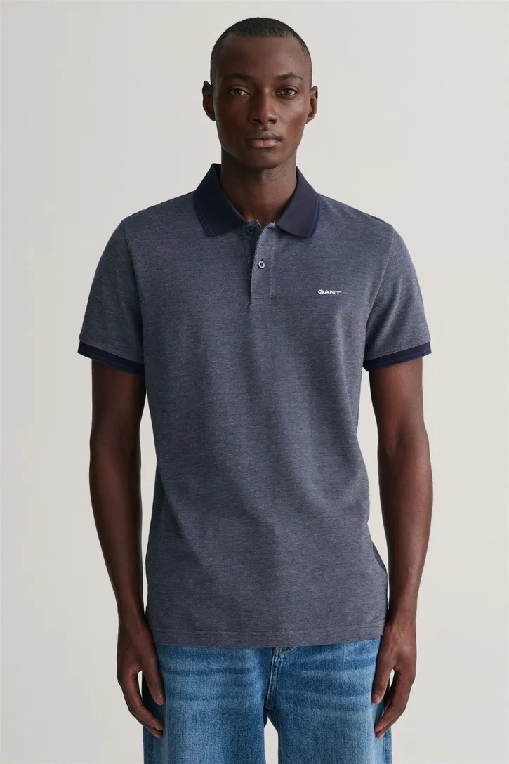Gant polo navy 2-knoops katoen normale fit