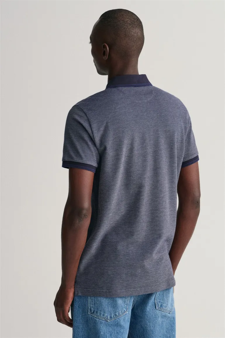 polo Gant donkerblauw effen katoen normale fit