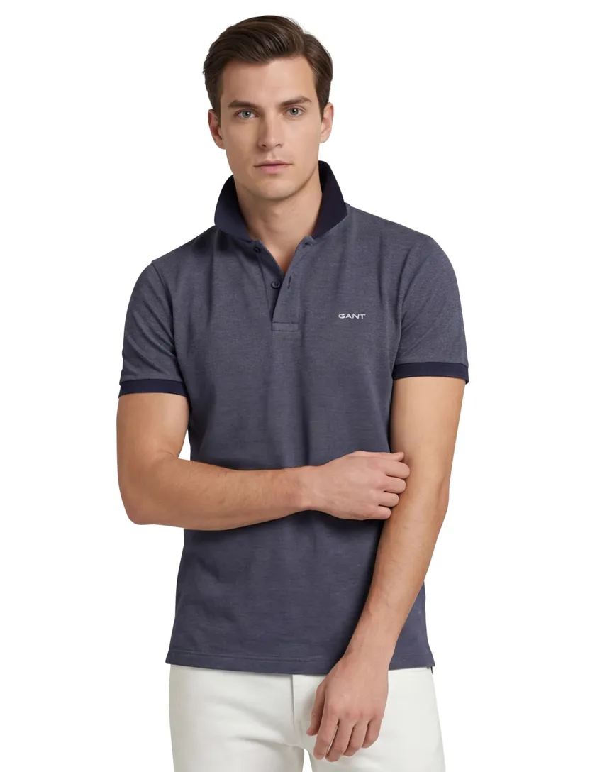 Gant polo navy 2-knoops katoen normale fit