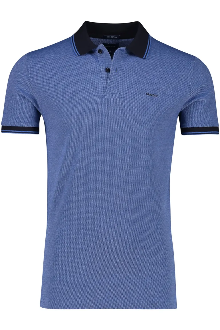 Gant polo normale fit blauw effen katoen