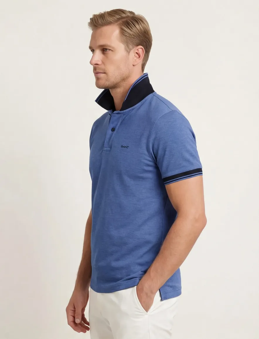 Gant polo normale fit blauw katoen 2-knoops