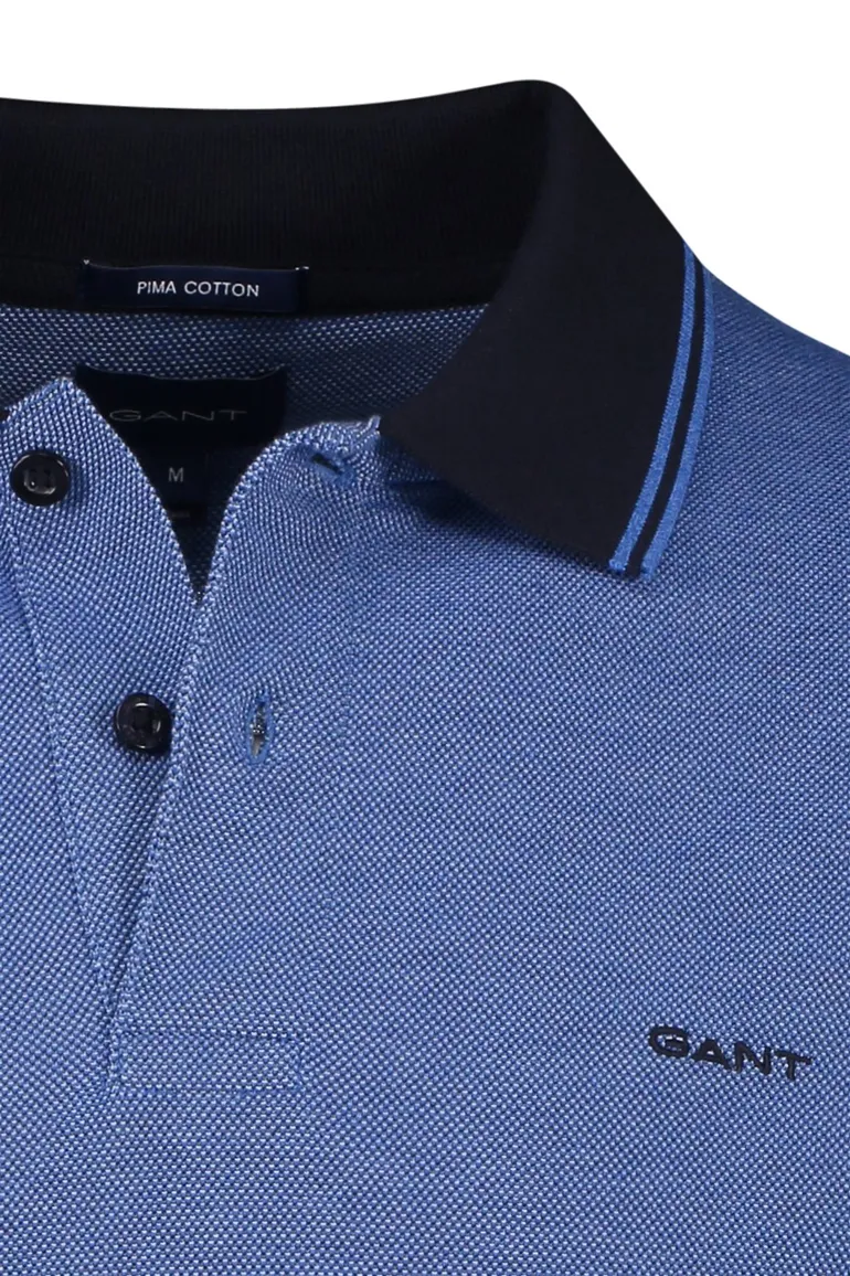Gant polo normale fit blauw effen katoen