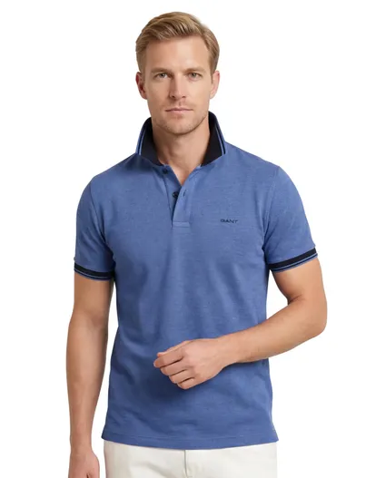 Gant Gant polo normale fit blauw effen katoen