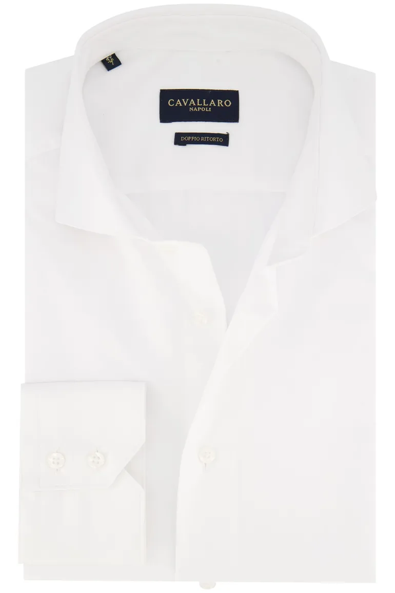 Cavallaro business overhemd slim fit wit effen katoen mouwlengte 7