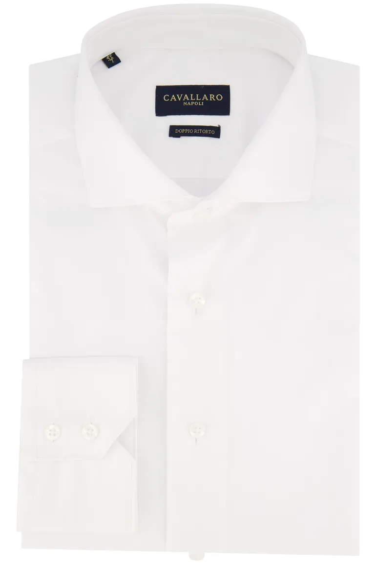 Cavallaro business overhemd slim fit wit effen katoen mouwlengte 7