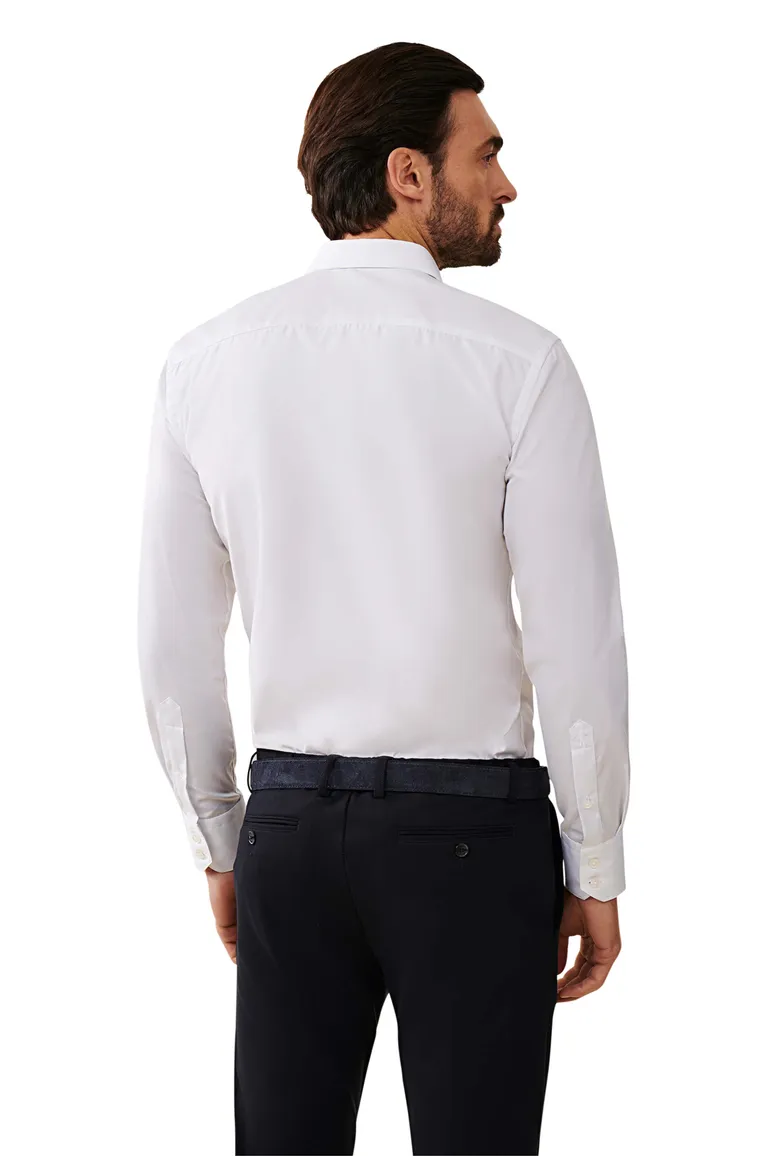 Cavallaro business overhemd slim fit wit effen katoen mouwlengte 7