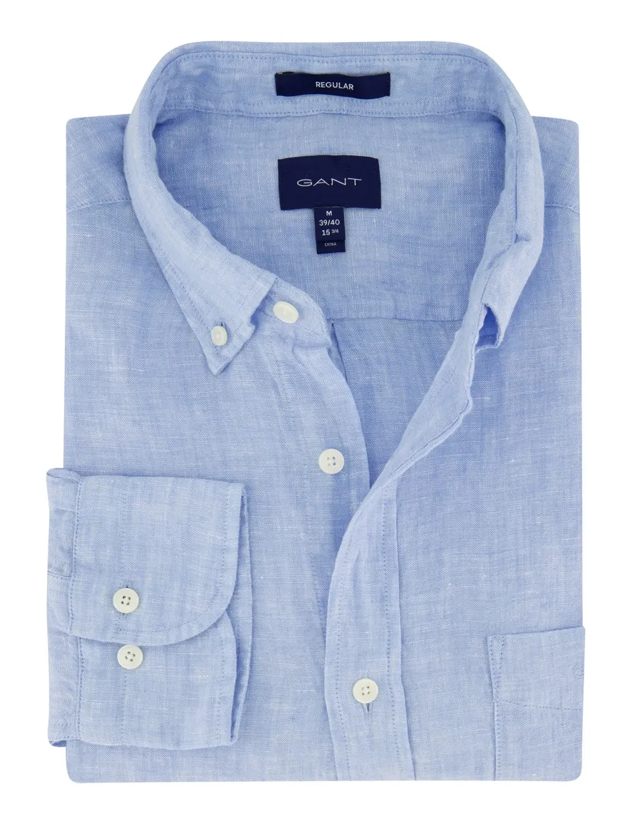 Gant overhemd blauw effen