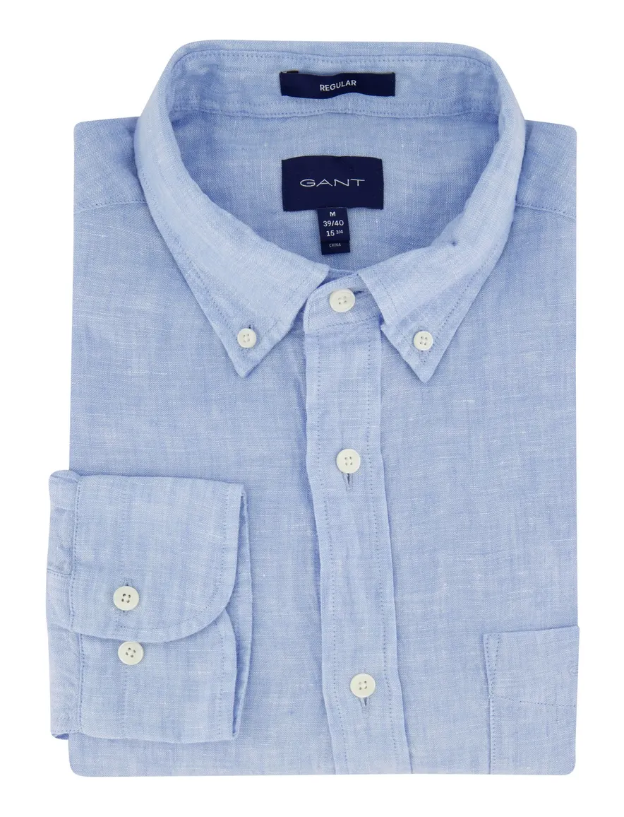 Gant overhemd blauw effen