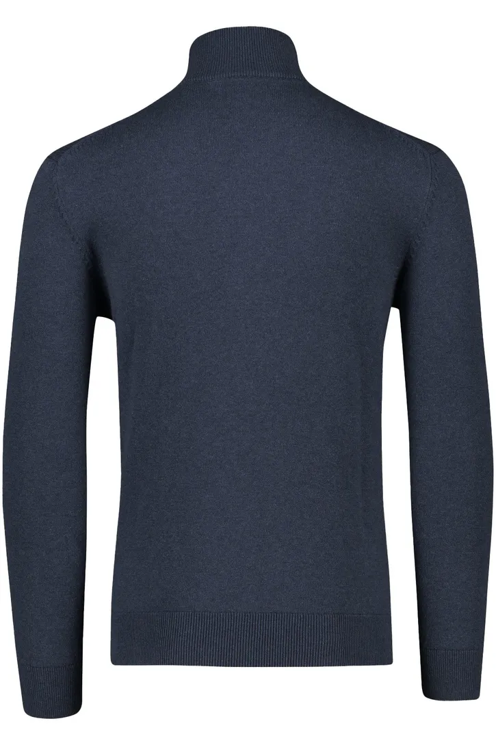 Gant vest donkerblauw effen met logo katoen opstaande kraag rits