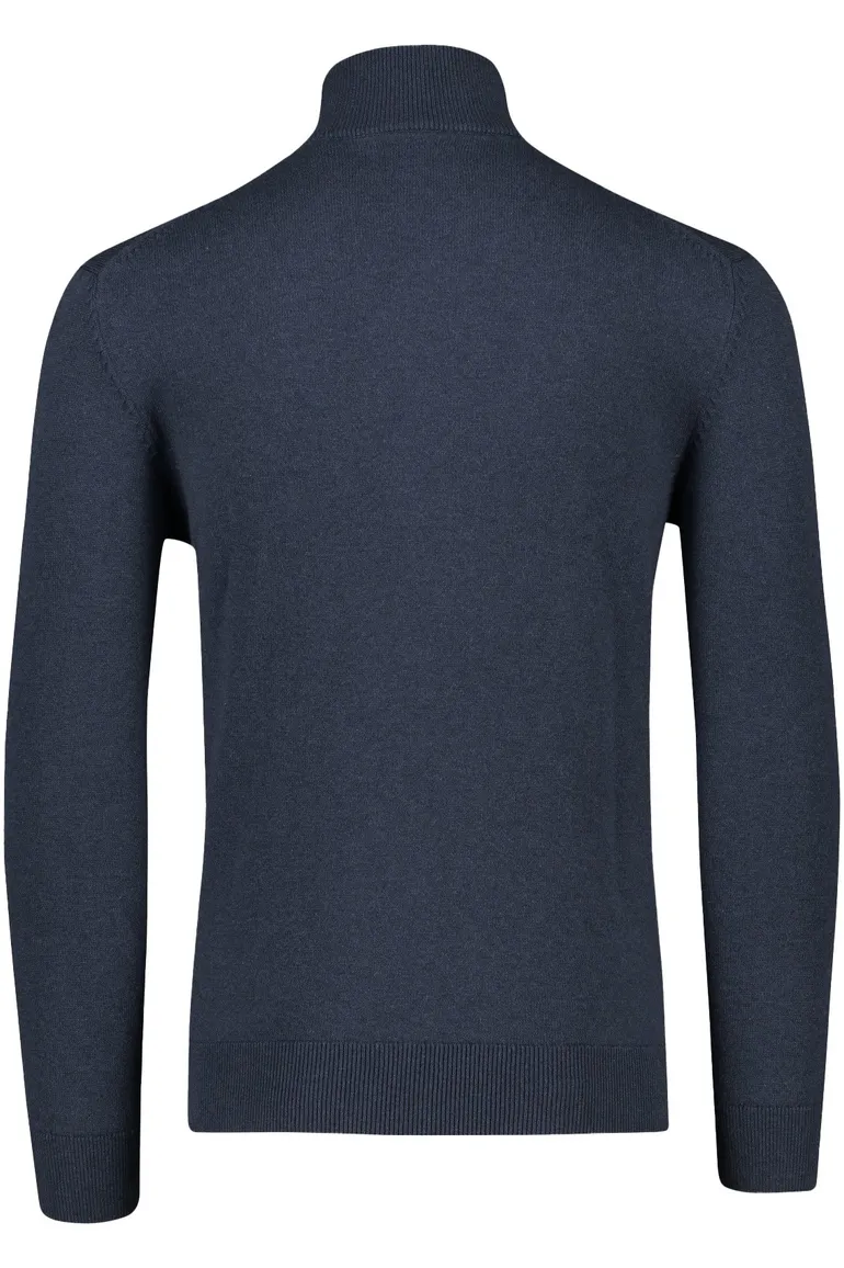 Gant vest opstaande kraag donkerblauw rits met logo effen katoen