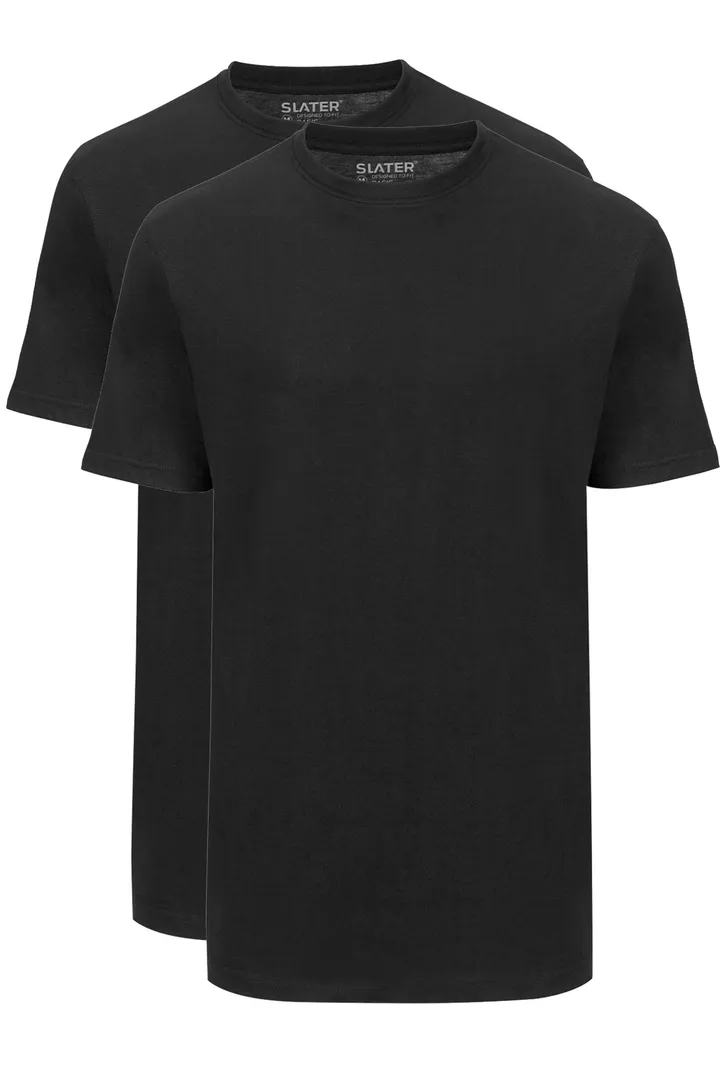 Slater T-shirt extra lang zwart 2-pack