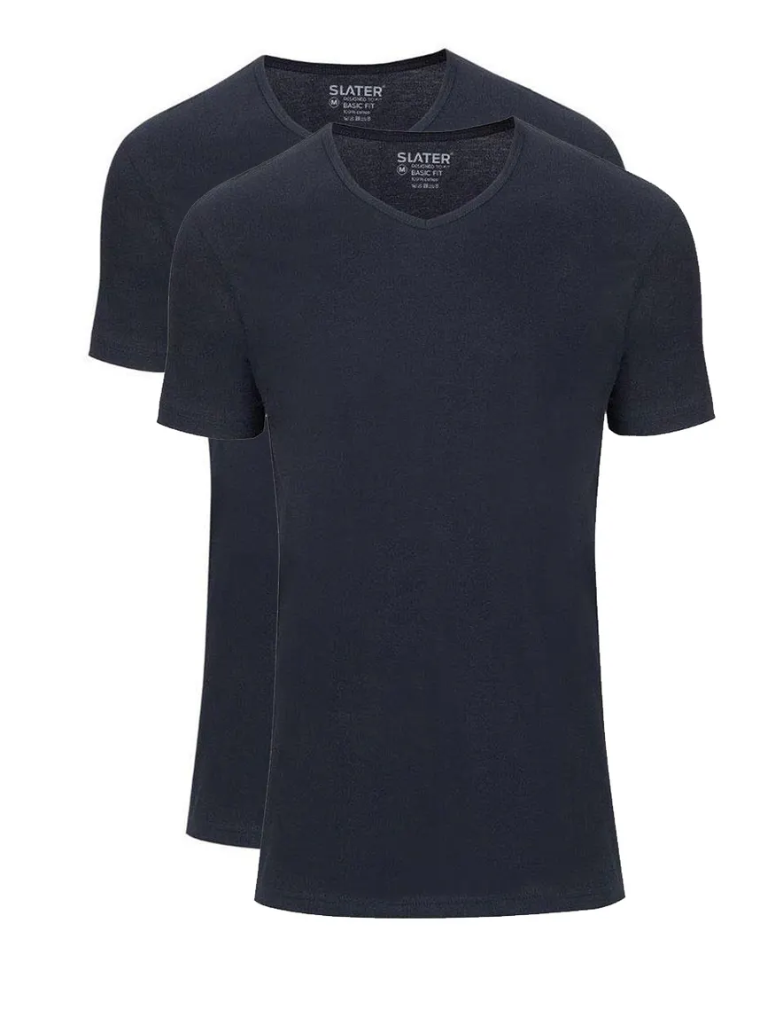 Slater t-shirt donkerblauw 2-pack extra lang