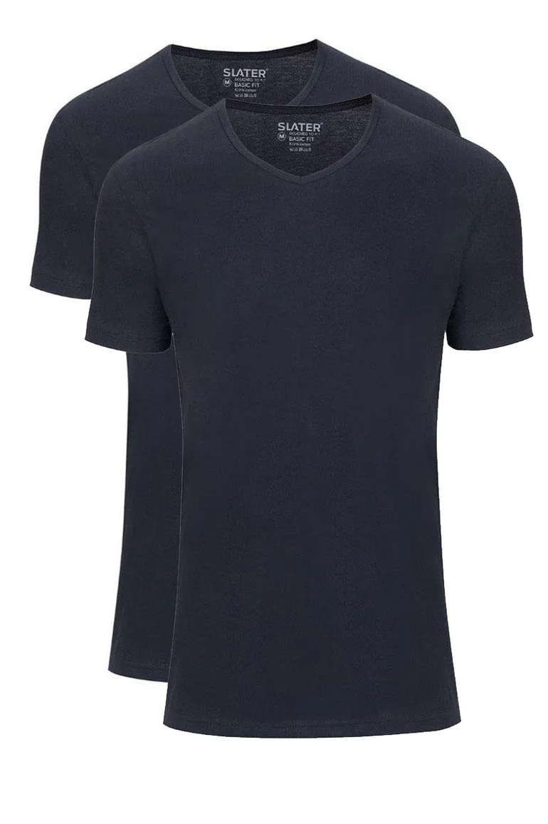 Slater t-shirt extra lang donkerblauw 2-pack