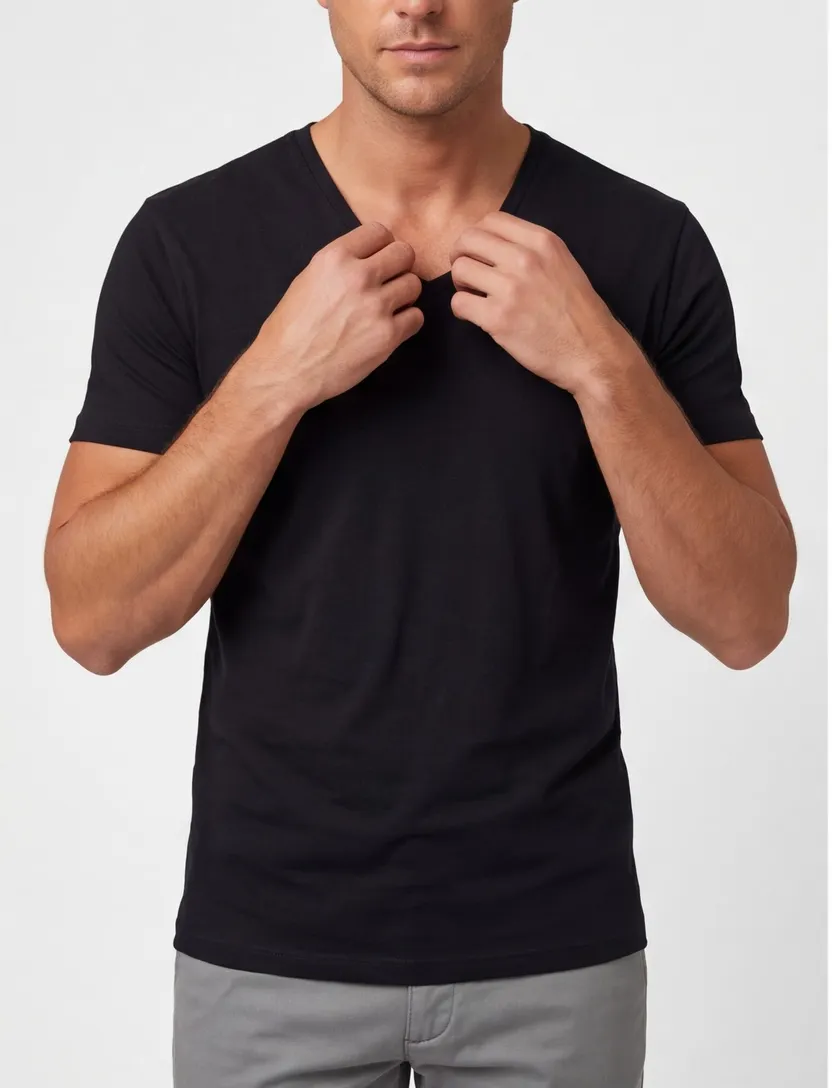 Slater T-shirt Extra Lang V-hals zwart 2-Pack