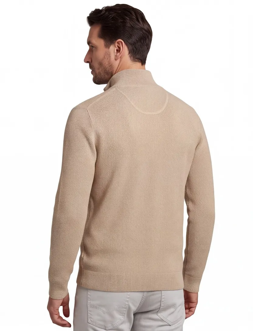 Gant vest beige uni katoen opstaande kraag rits