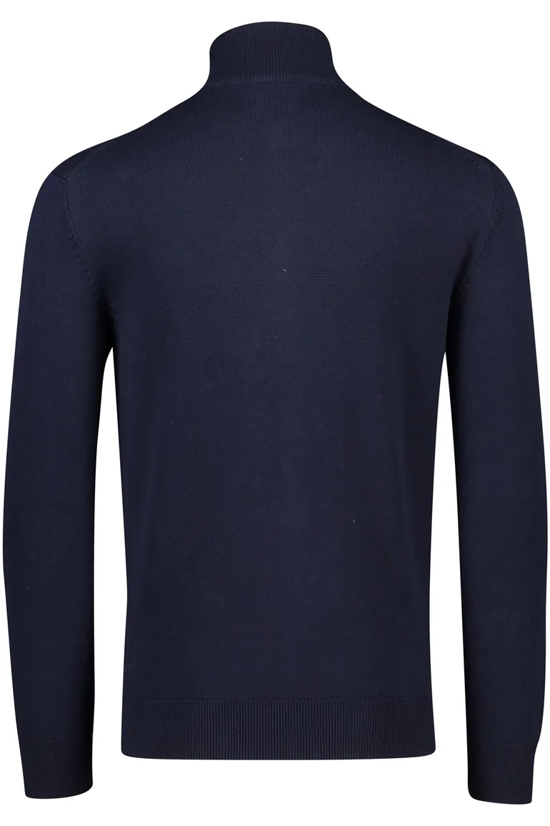 Gant vest opstaande kraag donkerblauw rits effen katoen wijde fit