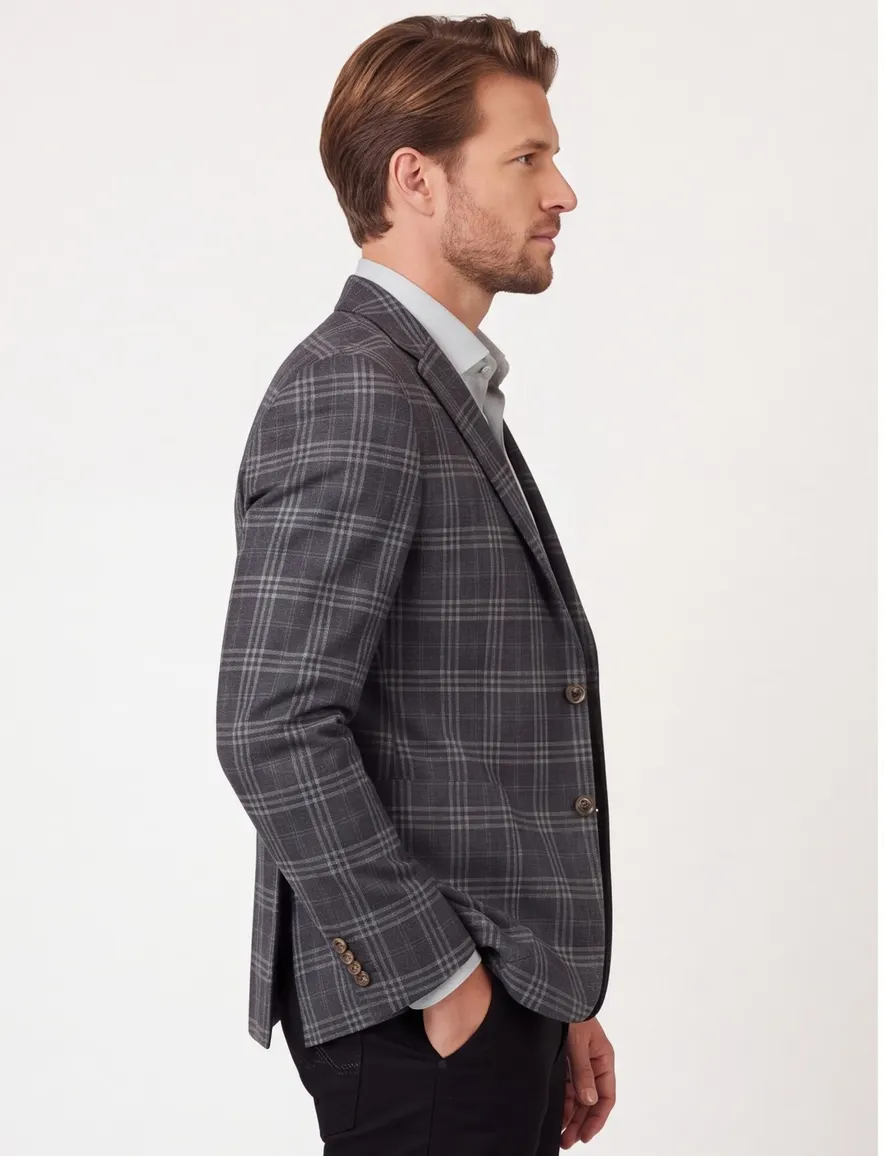 Dressler Sendrik colbert antraciet geruit wol slim fit