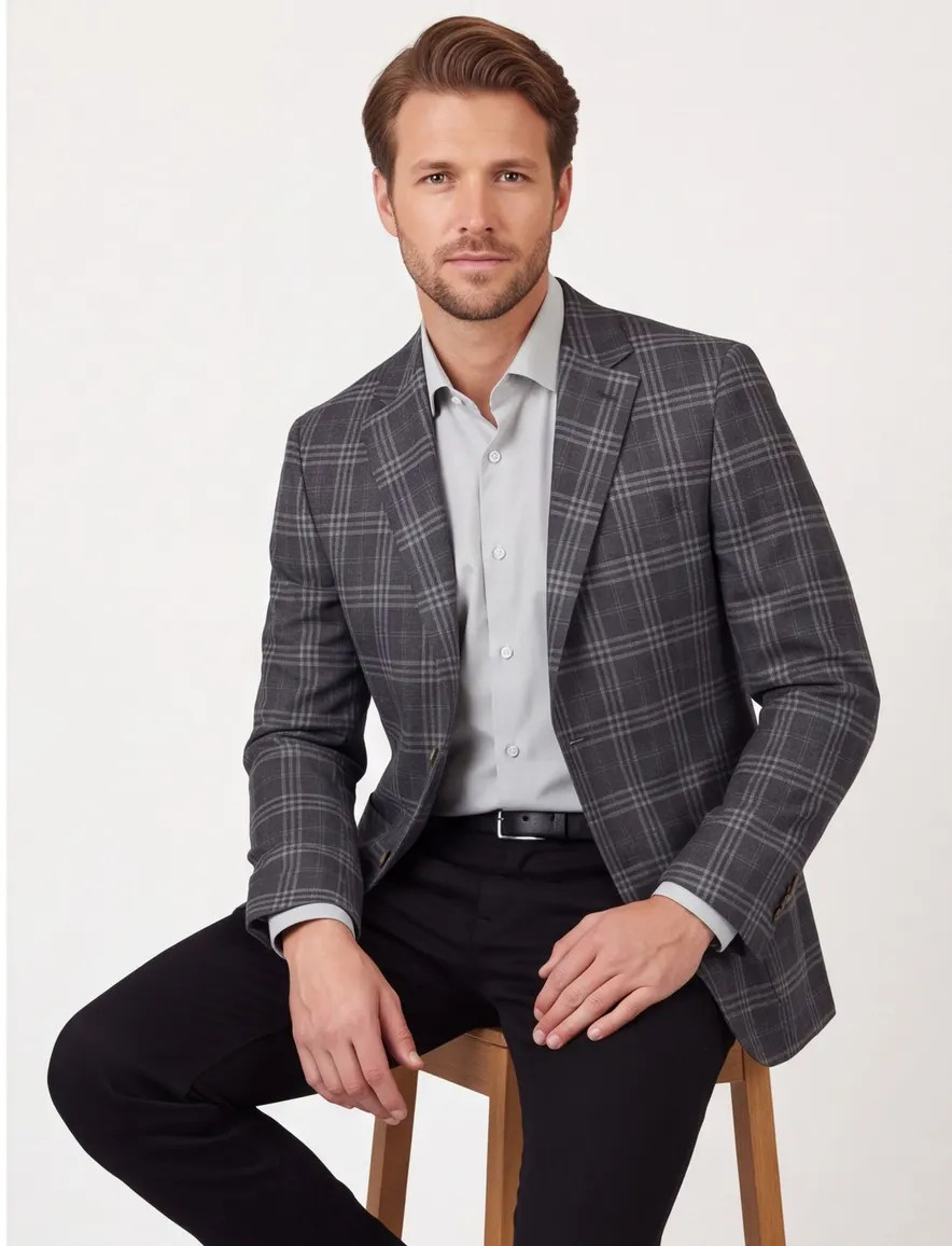 Dressler Sendrik colbert antraciet geruit wol slim fit
