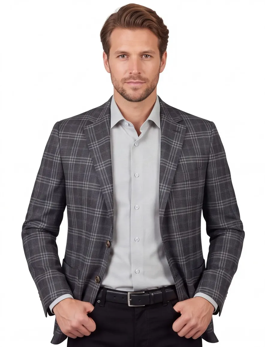 Dressler Sendrik colbert antraciet geruit wol slim fit