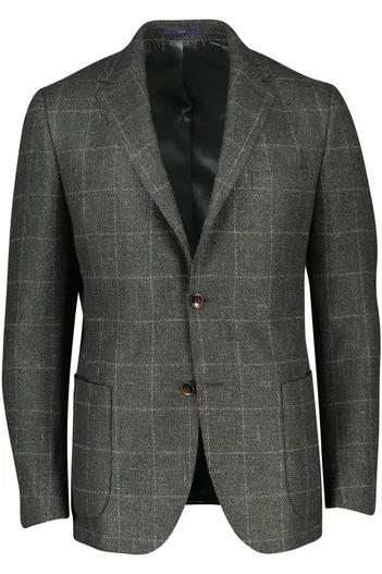 Dressler Dressler colbert antraciet geruit merinowol slim fit