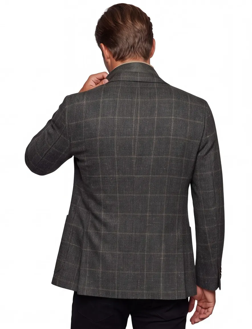 Dressler colbert antraciet geruit merinowol slim fit