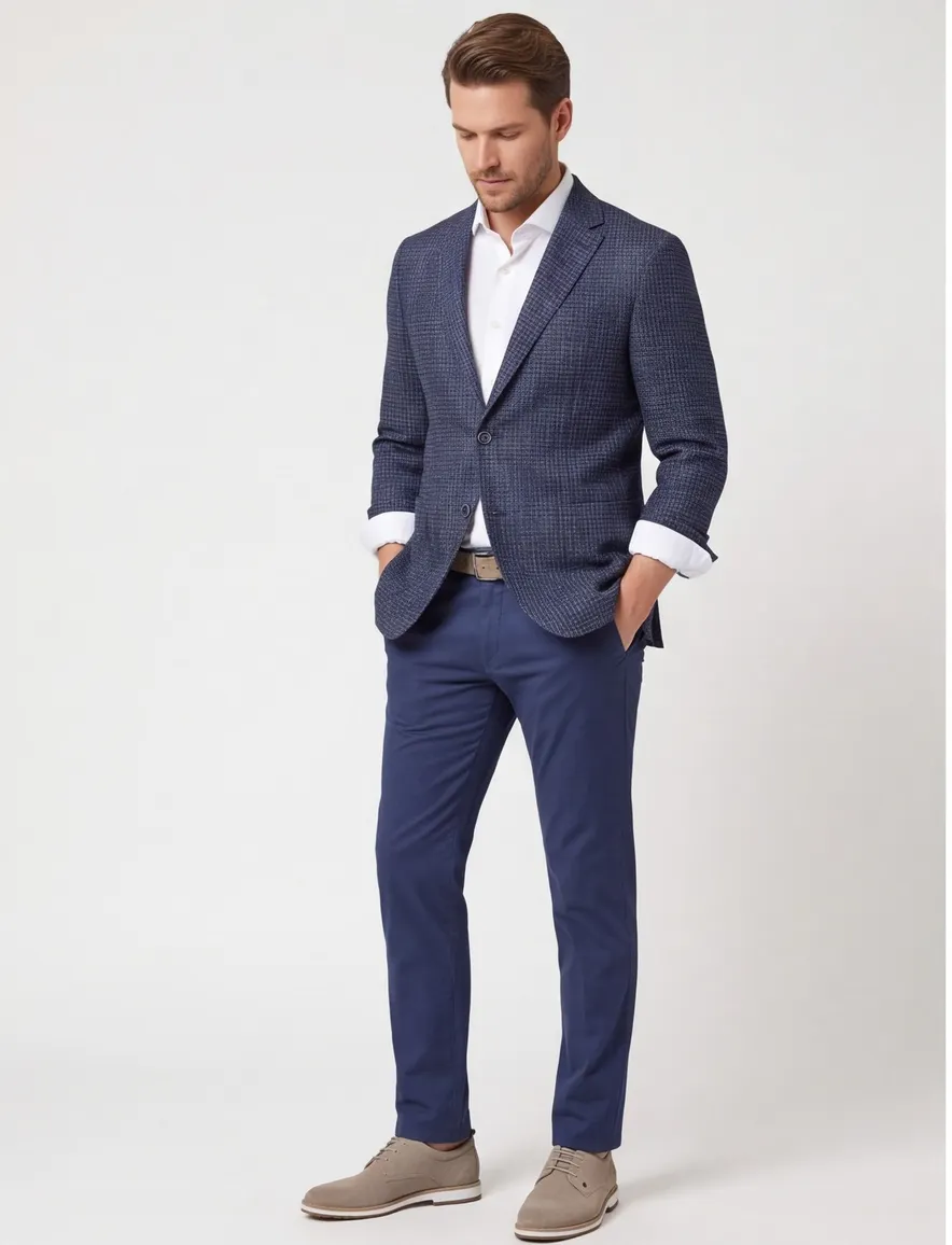 Dressler Sendrik colbert donkerblauw gemêleerd wol slim fit