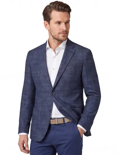 Dressler Dressler Sendrik colbert donkerblauw gemêleerd wol slim fit