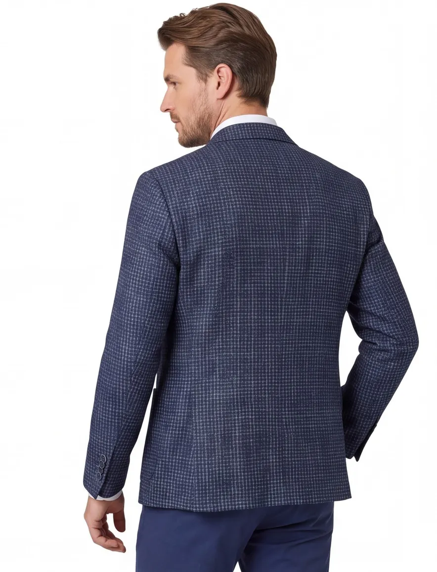 Dressler Sendrik colbert donkerblauw gemêleerd wol slim fit