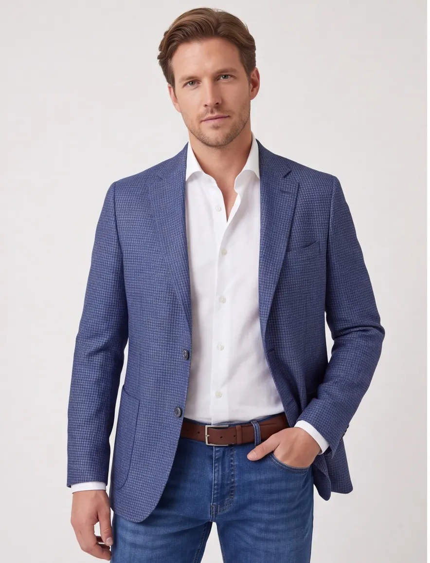 Dressler Sendrik colbert blauw gemêleerd slim fit