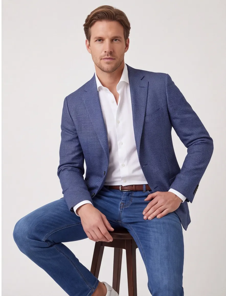 Dressler Sendrik colbert blauw gemêleerd slim fit