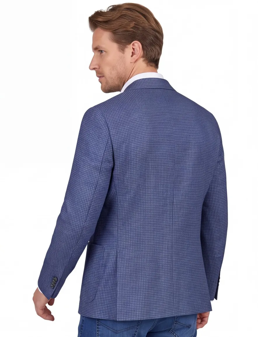 Dressler Sendrik colbert blauw gemêleerd slim fit