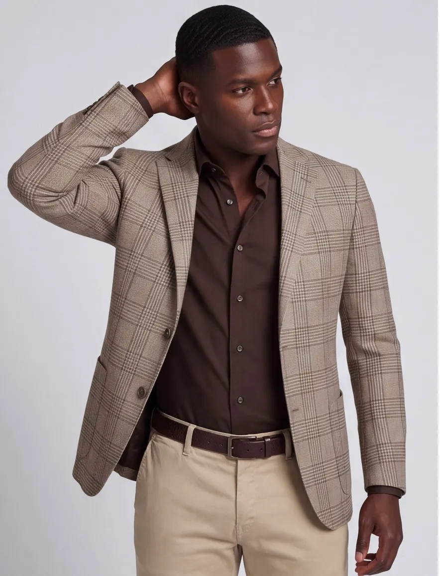 Dressler colbert Sendrik beige geruit slim fit