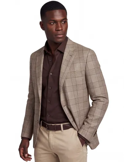 Dressler Dressler colbert Sendrik beige geruit slim fit